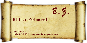 Billa Zotmund névjegykártya